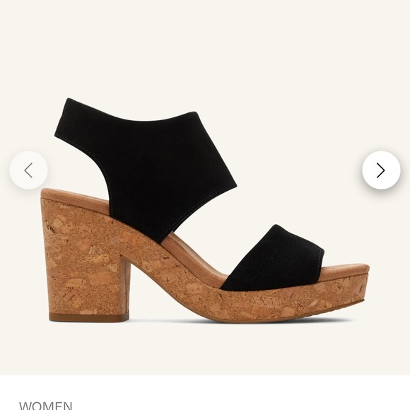 TOMS Majorca Black Suede Platform Cork Sandals - Picture 2 of 13